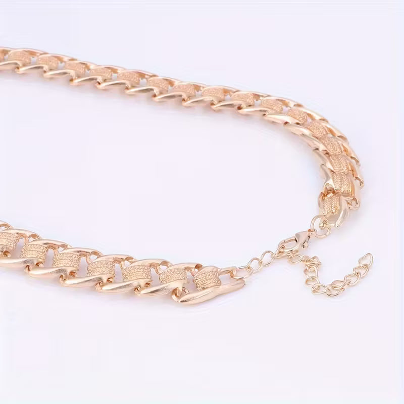 "Panzer" Smyckesset i Roséguldton med Texturerade Länkar - 4 Delar