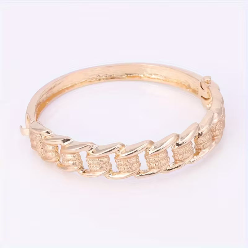 "Panzer" Smyckesset i Roséguldton med Texturerade Länkar - 4 Delar